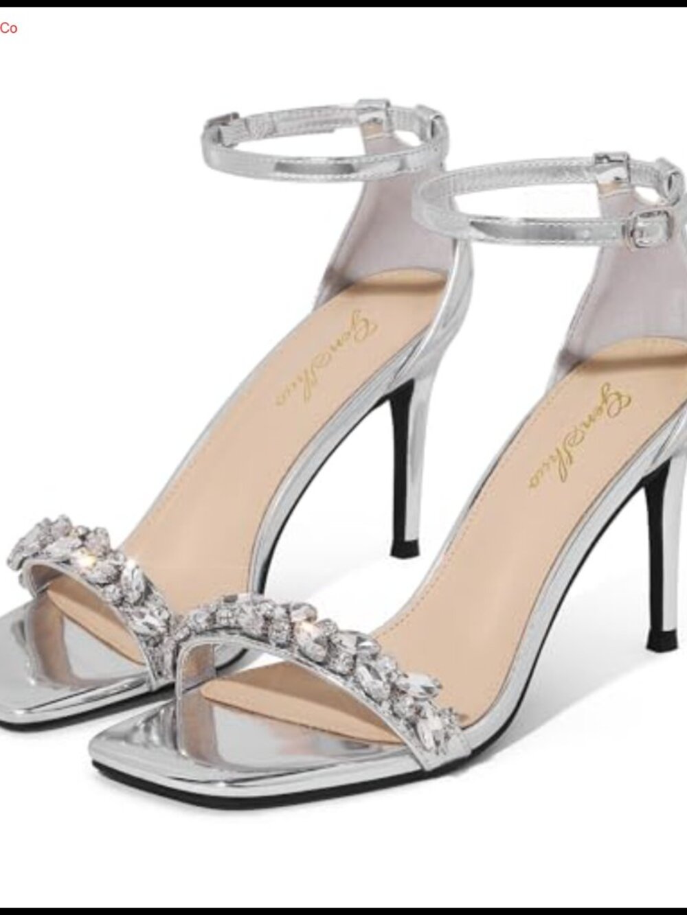Women's Strappy Stiletto Heeled Sandals Square Open Toe Ankle Strap Faux Leather